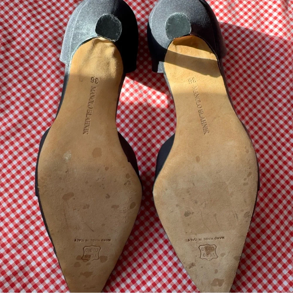 Manolo Blahnik Black Satin D'Orsay Pumps/Kitten Heels - Picture 3 of 8